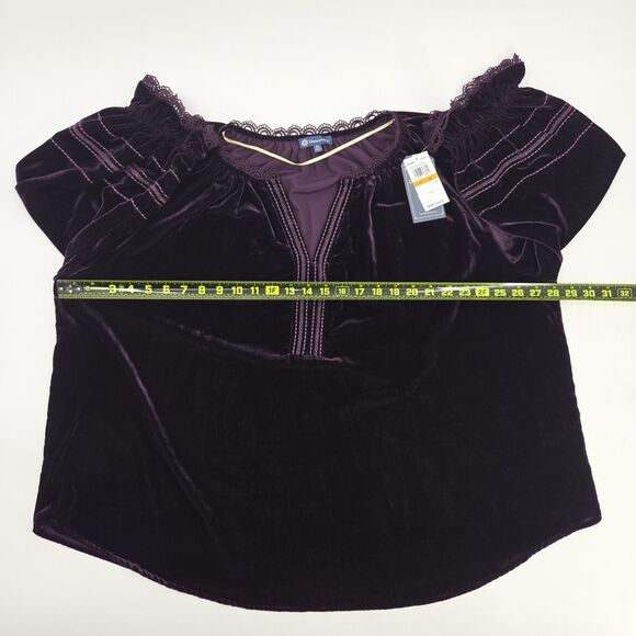 Democracy 3/4 Blouson Top Blouse Womens 3X Embroidered Velvet Boho Witchy Fairy - Picture 5 of 8